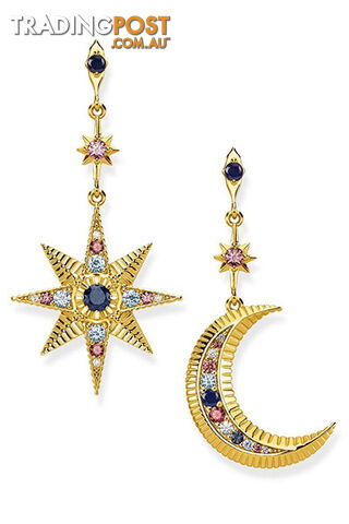 Thomas Sabo Royalty Star & Moon Earrings  Gold TH2025Y - 4051245397277