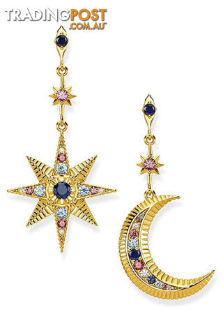 Thomas Sabo Royalty Star & Moon Earrings  Gold TH2025Y - 4051245397277