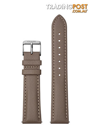 Cluse 18mm Watch Strap Taupe/Silver Leather CS1408101085 - 8719743376380