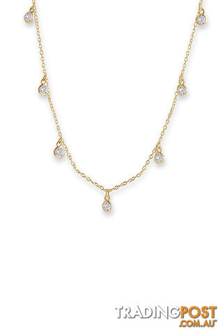 Bianc Gold Cz Bezel Scattered Drop Necklace 30100260