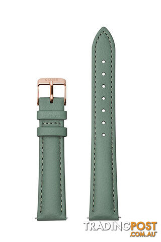 Cluse 16mm Watch Strap Stone Green/Rose Gold Leather CS1408101084 - 8719743376373