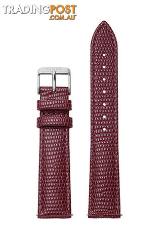 Cluse 18mm Watch Strap Burgundy Lizard/Silver CLS078 - 8719743371347