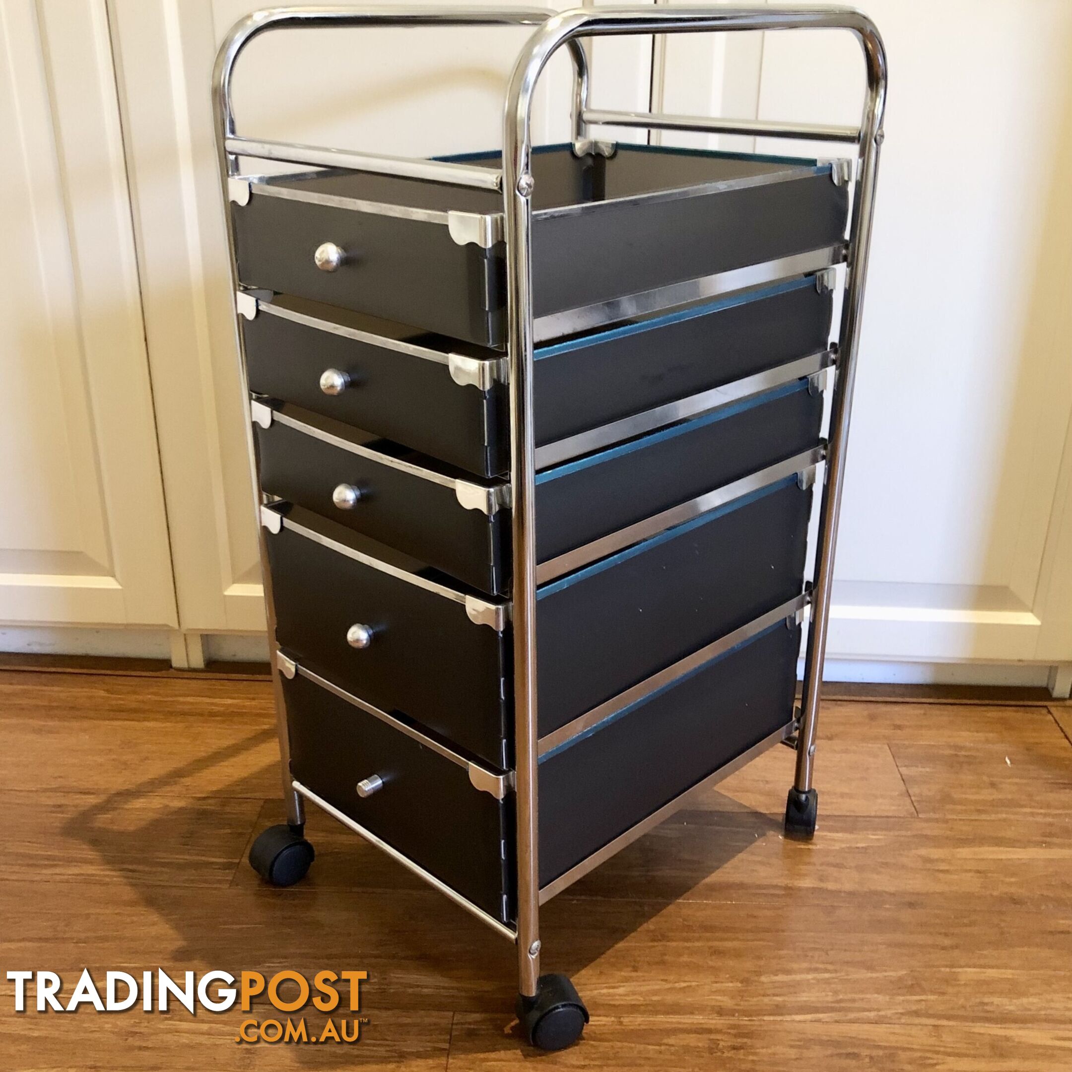 🖐5-Drawer Rolling Storage Cart and Organizer with Plastic Drawers