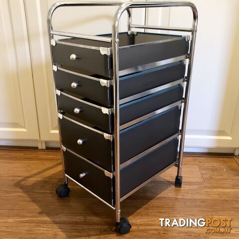 🖐5-Drawer Rolling Storage Cart and Organizer with Plastic Drawers