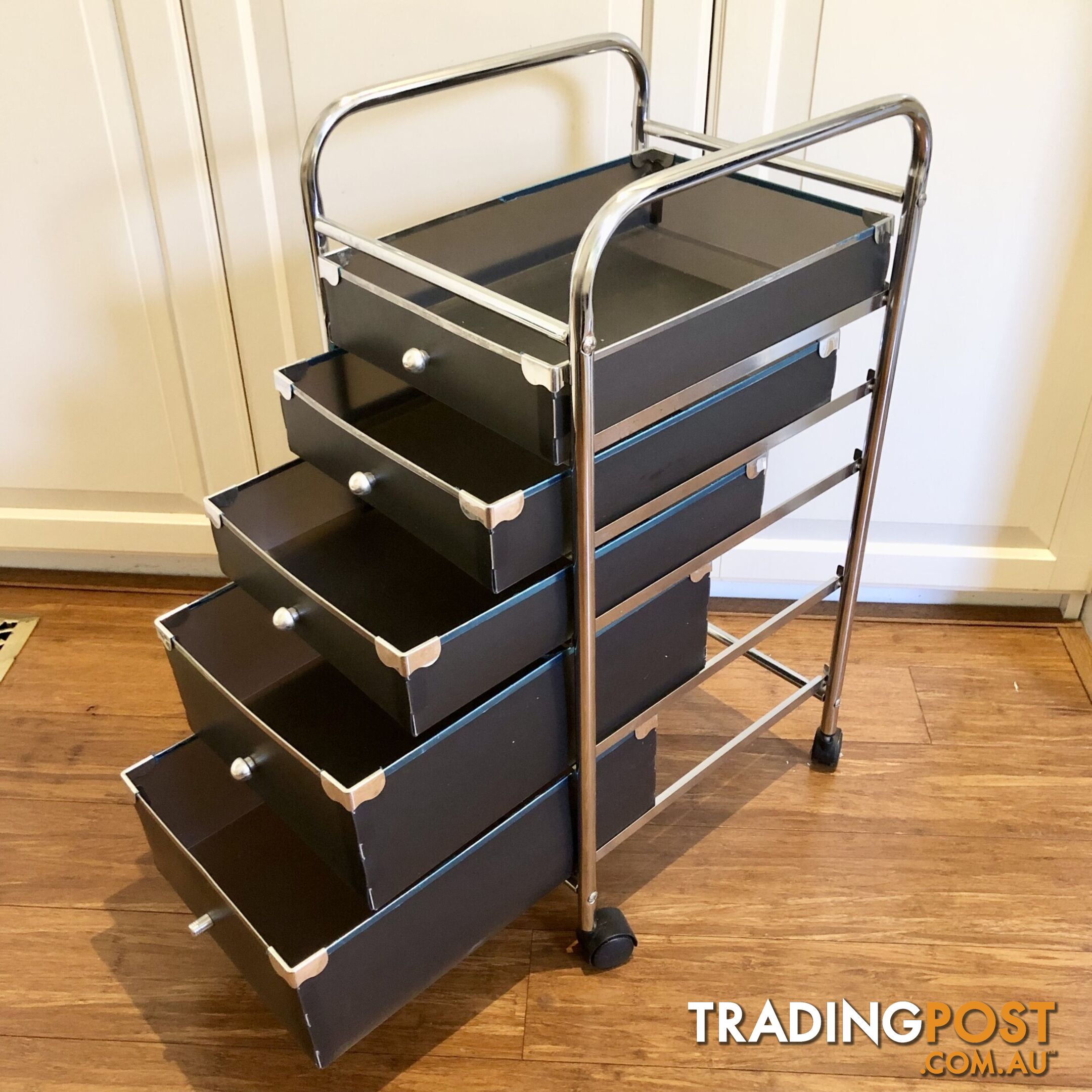 🖐5-Drawer Rolling Storage Cart and Organizer with Plastic Drawers