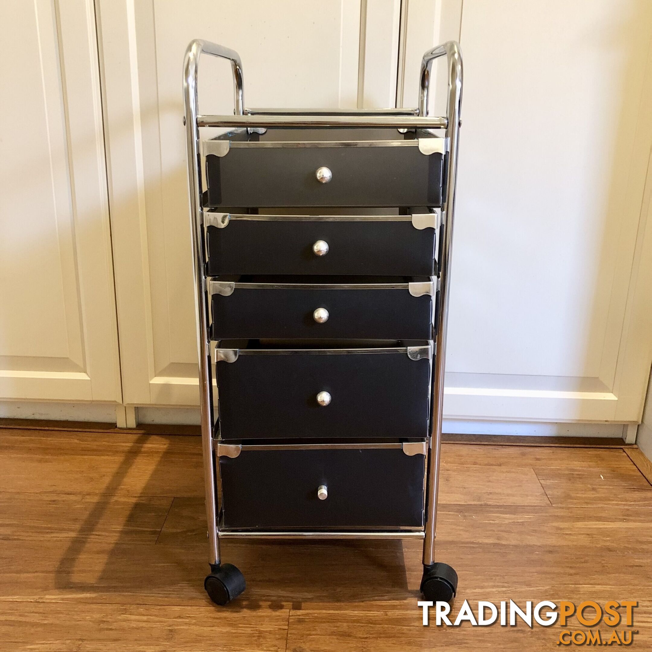 🖐5-Drawer Rolling Storage Cart and Organizer with Plastic Drawers