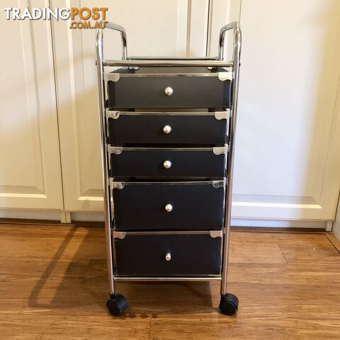 🖐5-Drawer Rolling Storage Cart and Organizer with Plastic Drawers