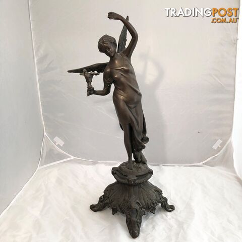 🕊Bronze Statue Art Nouveau Winged Angel of Peace Holding Dove