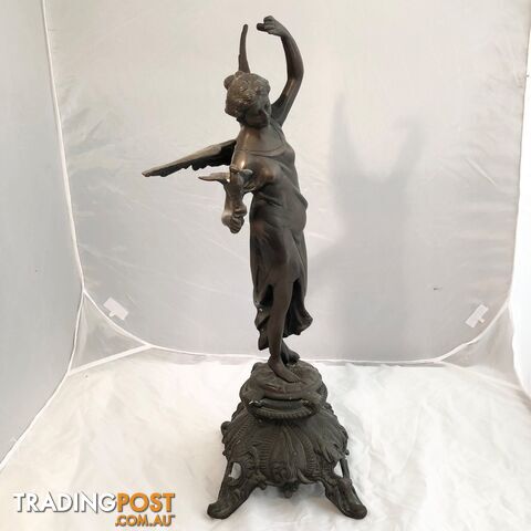 🕊Bronze Statue Art Nouveau Winged Angel of Peace Holding Dove