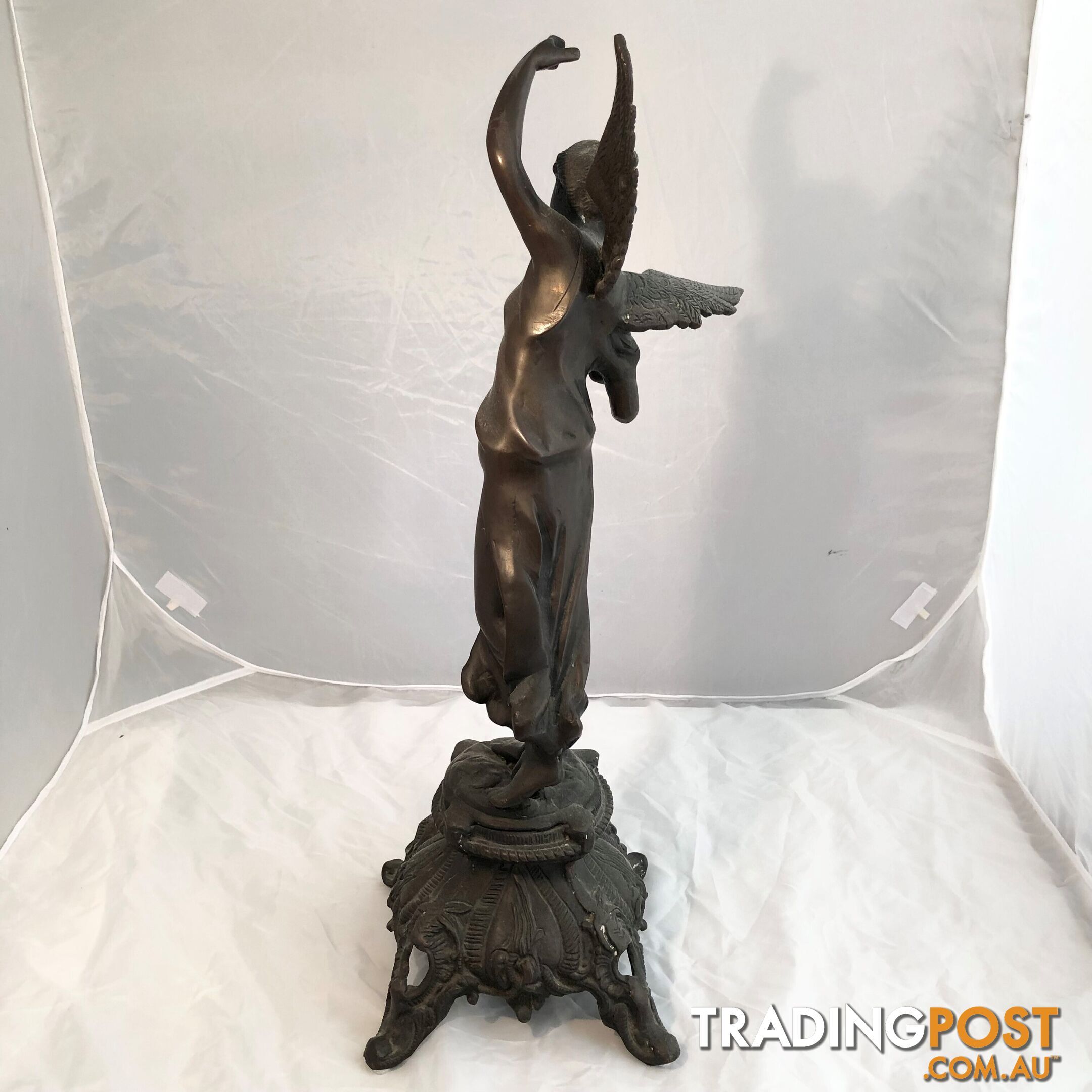 🕊Bronze Statue Art Nouveau Winged Angel of Peace Holding Dove