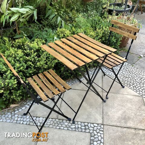 🌿Folding Timber Table+2 chairs Outdoor Setting