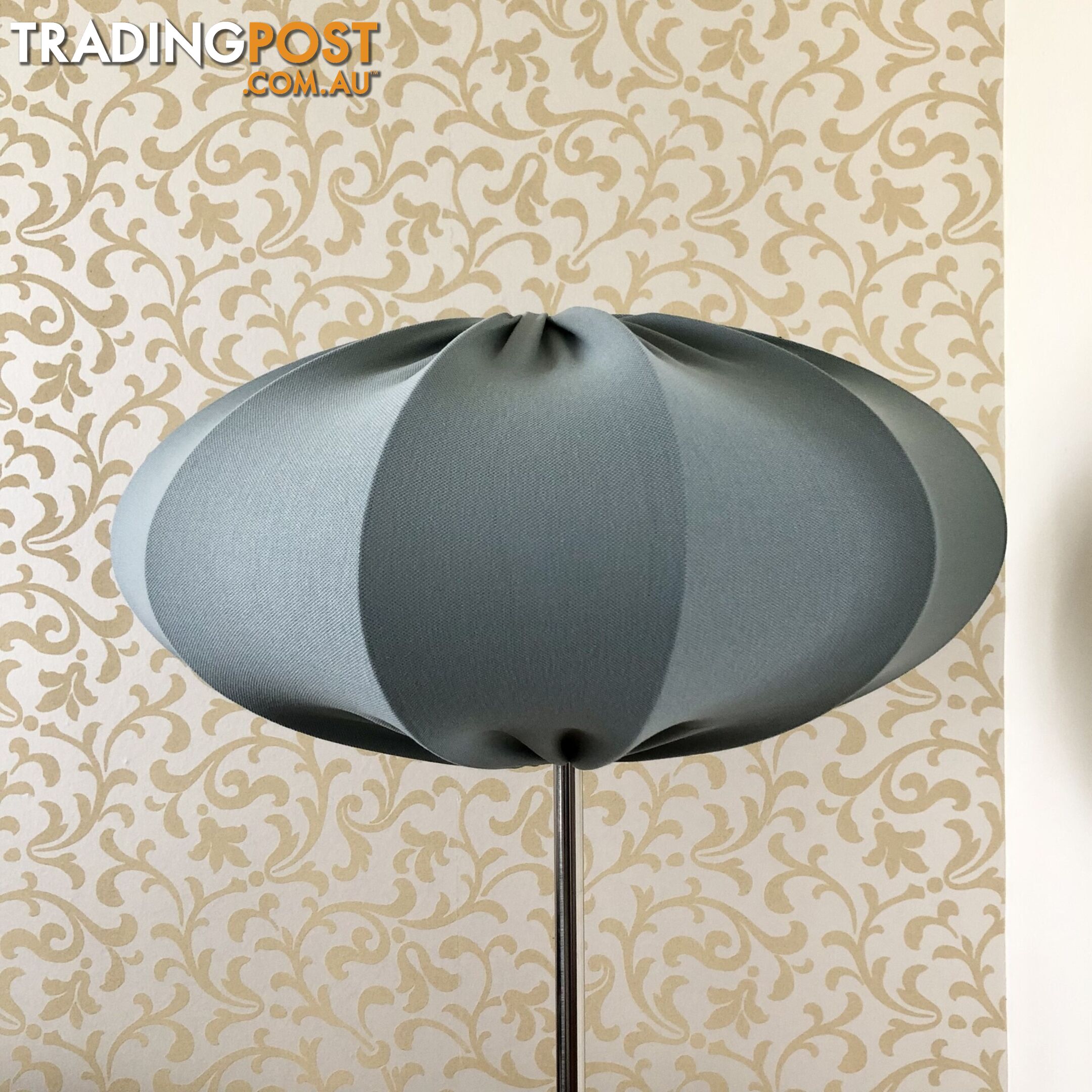 💡ONE Silver Floor Lamp with Saucer Bubble-style Fabric Shade