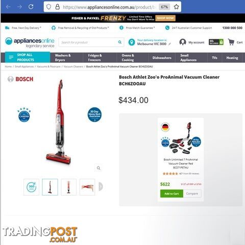 🌶Bosch Zoo’o ProAnimal Rechargeable Cordless Stick Vacuum Cleaner