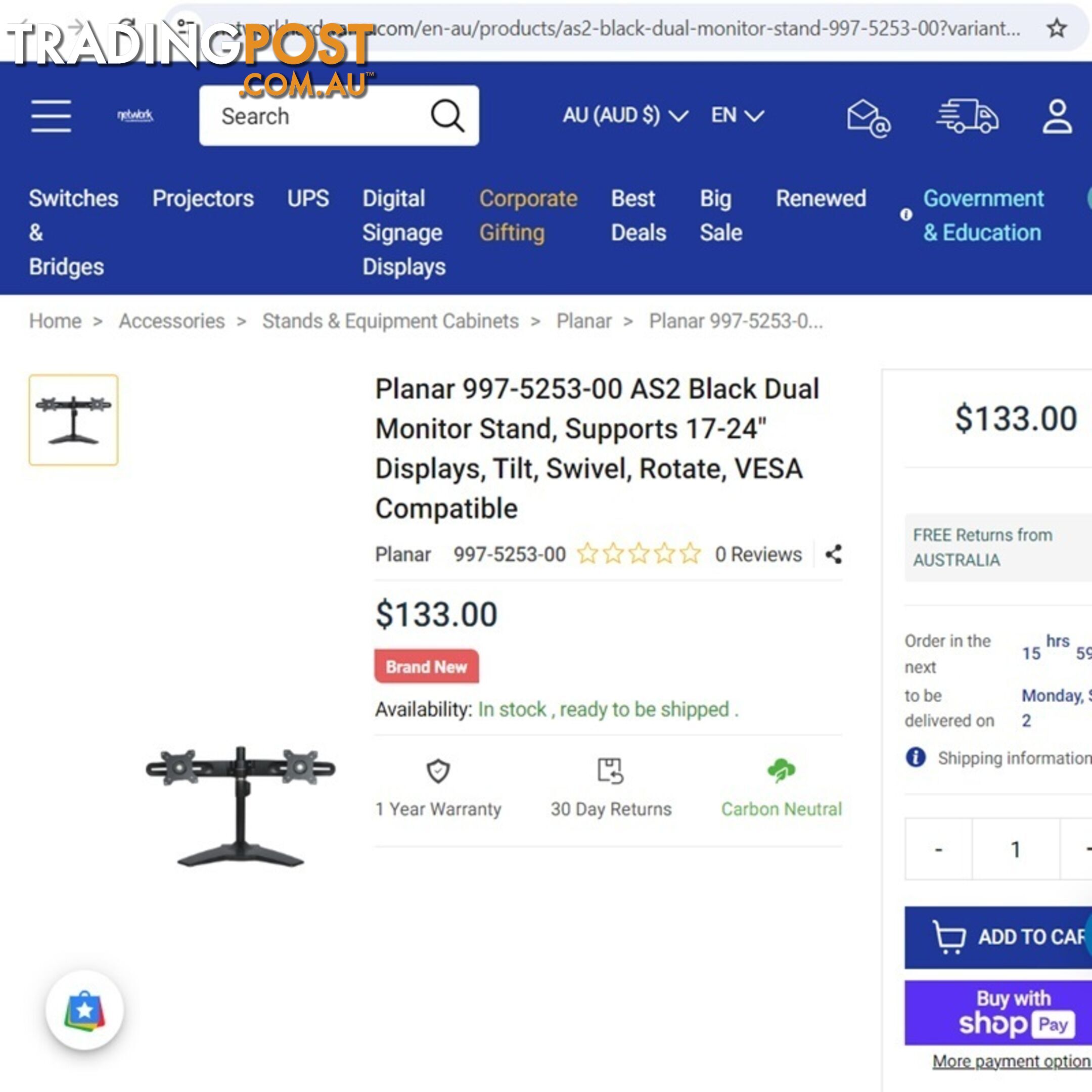 💻Fully Adjustable Dual Monitor Stand, Tilt, Swivel, Rotate, VESA Comp