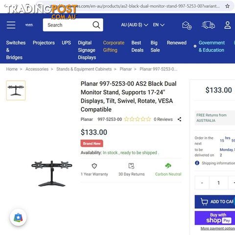 💻Fully Adjustable Dual Monitor Stand, Tilt, Swivel, Rotate, VESA Comp