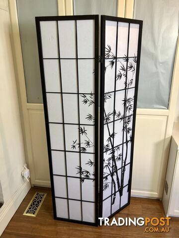 🎍180cm Tall 2 Panel Black & White Zen Room Divider Screen