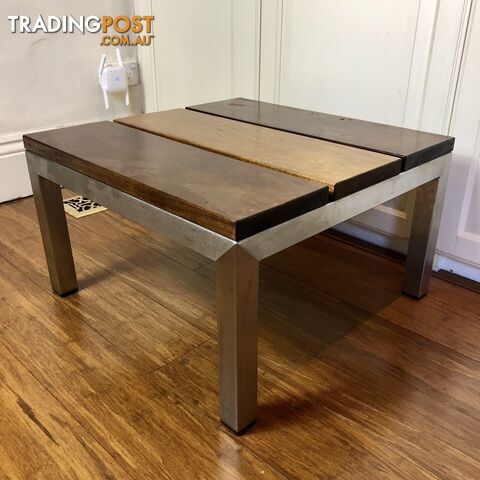 Spotted Gum & Stainless-Steel Linear Side Table by Tait