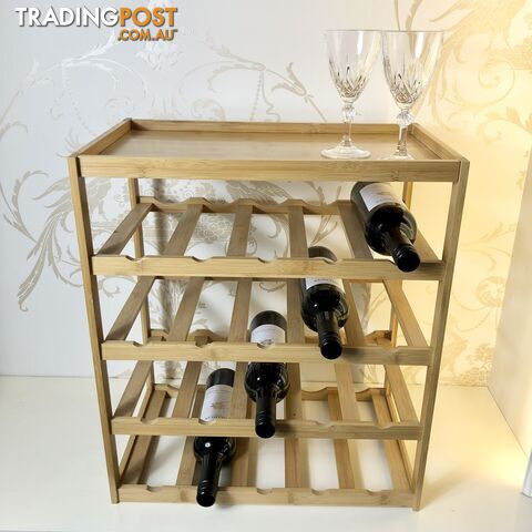 🌿5-Tier 20 Bottle Tray Top Bamboo Wine Storage Rack