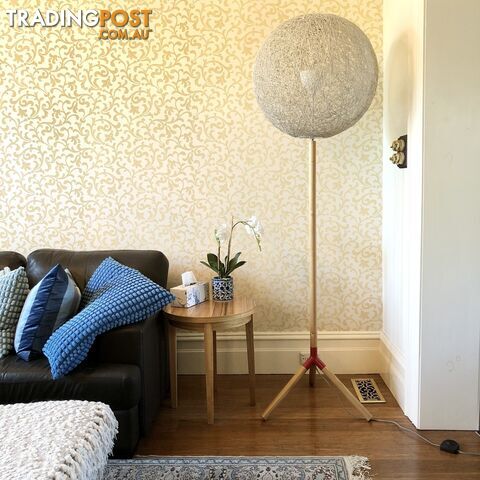 200cm tall LUX Designer Solid Timber Floor Lamp & 60cm Handmade Round Shade