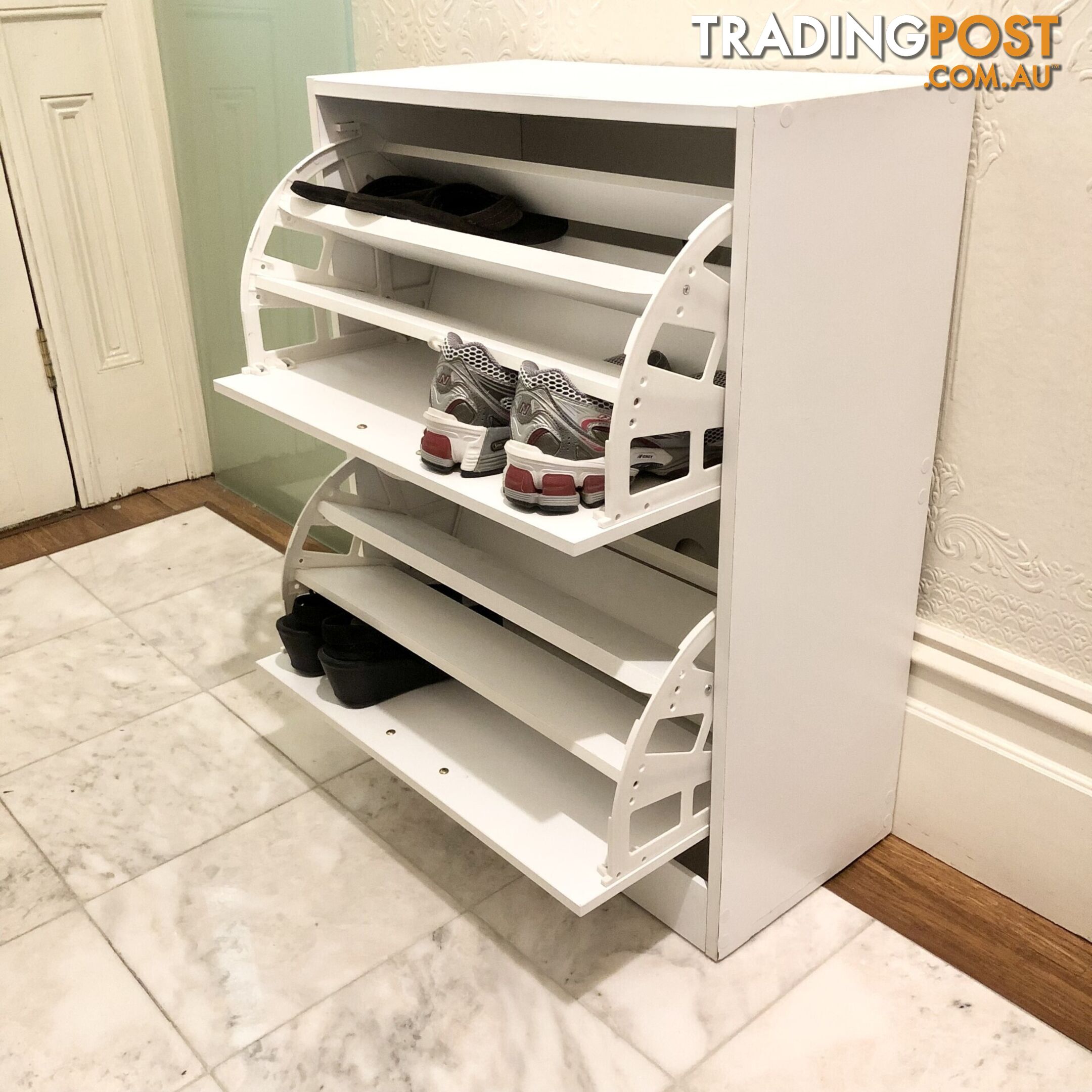 👠Twin Drawer 3-Tier Shoe Cabinet Storage Space