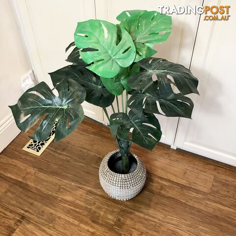 🌿100cm Artificial Plant Green Monstera in Hand Woven Pot