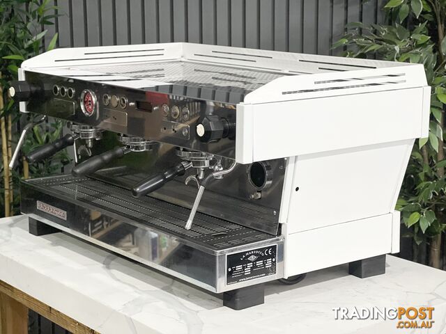 LA MARZOCCO LINEA PB 3 GROUP ESPRESSO COFFEE MACHINE WHITE & STAINLESS W/ GREEN LOGO COMMERCIAL