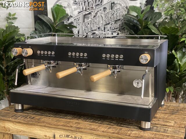 ASCASO BARISTA PRO 3 GROUP ESPRESSO COFFEE MACHINE BLACK & TIMBER CAFE COMMERCIAL BARISTA