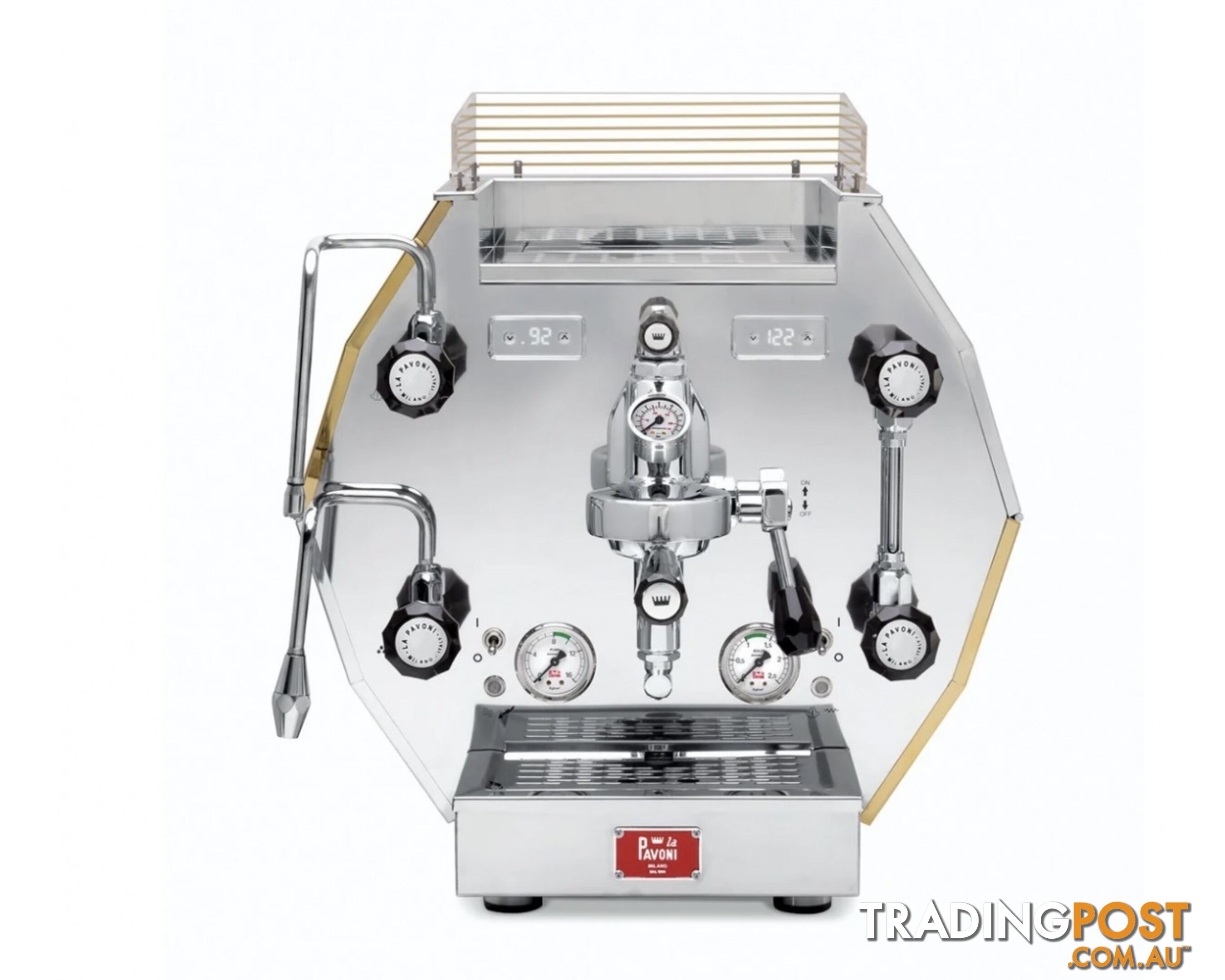 LA PAVONI DIAMANTINA 1 GROUP ESPRESSO COFFEE MACHINE BRAND NEW STAINLESS & GOLD