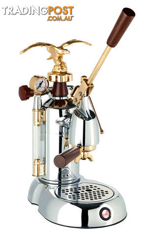 LA PAVONI EXPO 2015 LEVA 1 GROUP ESPRESSO COFFEE MACHINE BRAND NEW GOLD & TIMBER