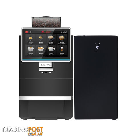 DR COFFEE BREAK BIG WITH MILK FRIDGE (8L WATER TANK) FULLY AUTOMATIC BRAND NEW BLACK DOMESTIC OFFICE