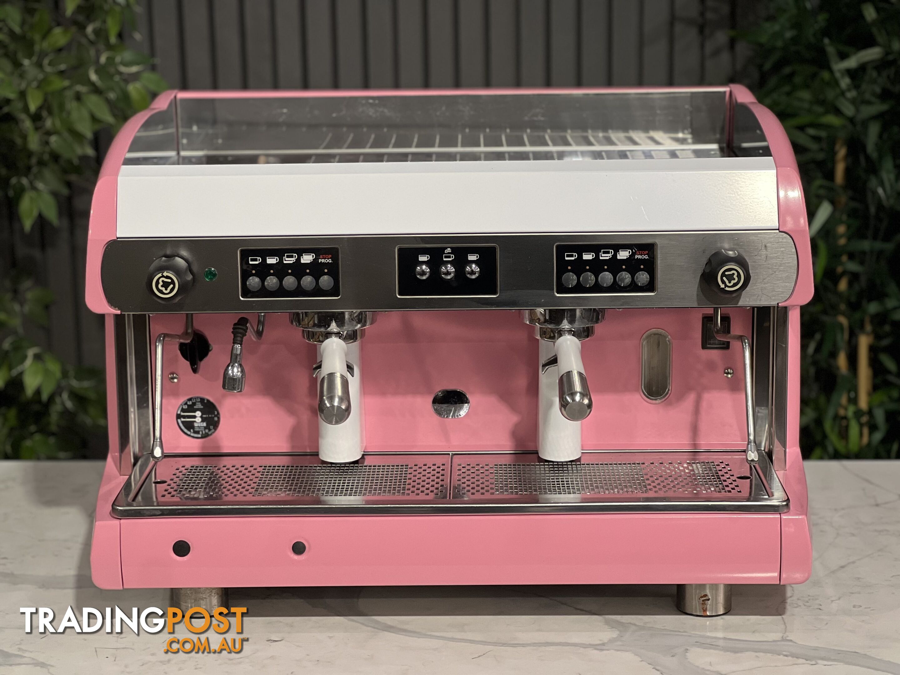 WEGA POLARIS 2 GROUP ESPRESSO COFFEE MACHINE HIGH CUP PINK & WHITE