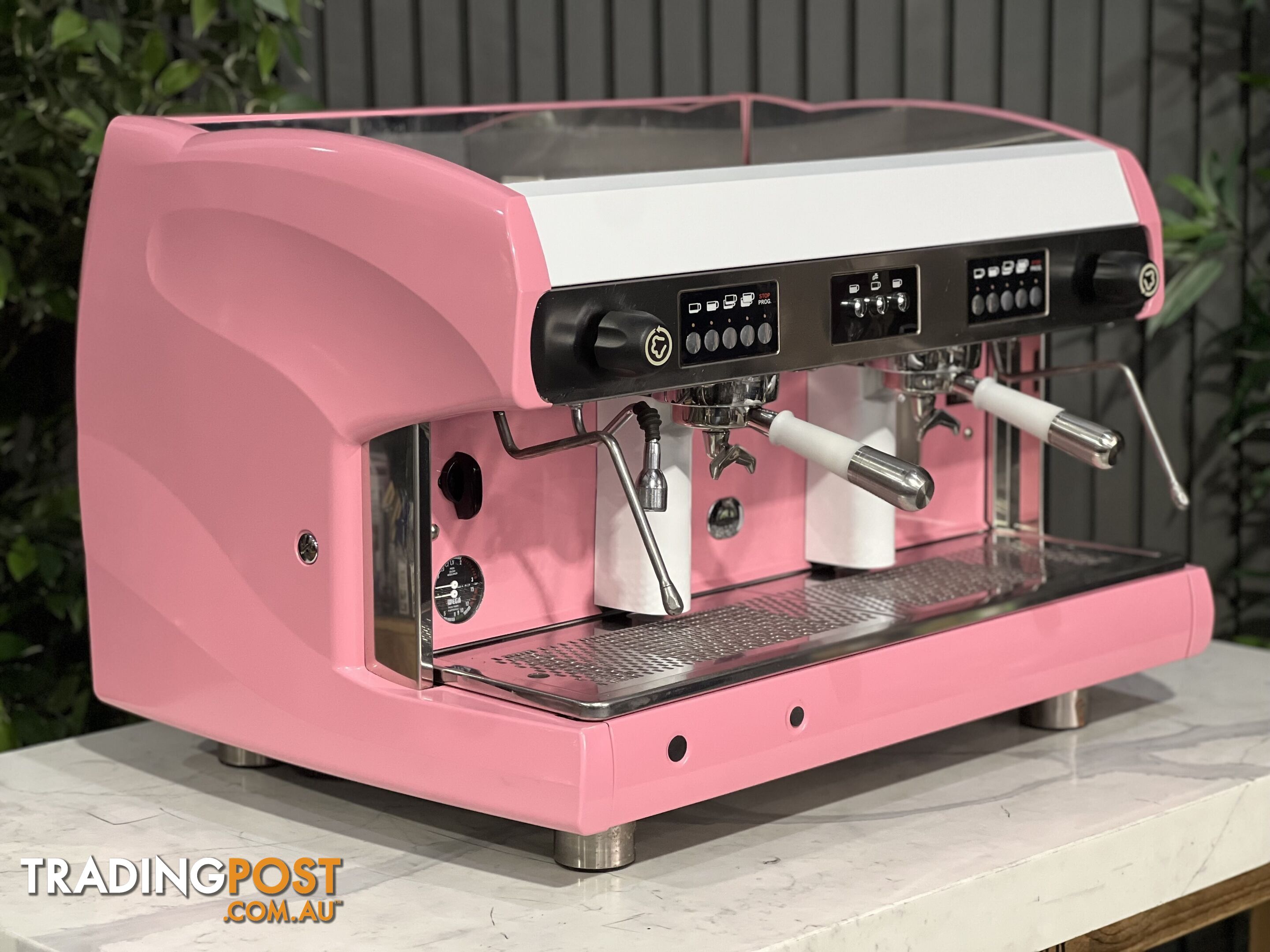 WEGA POLARIS 2 GROUP ESPRESSO COFFEE MACHINE HIGH CUP PINK & WHITE