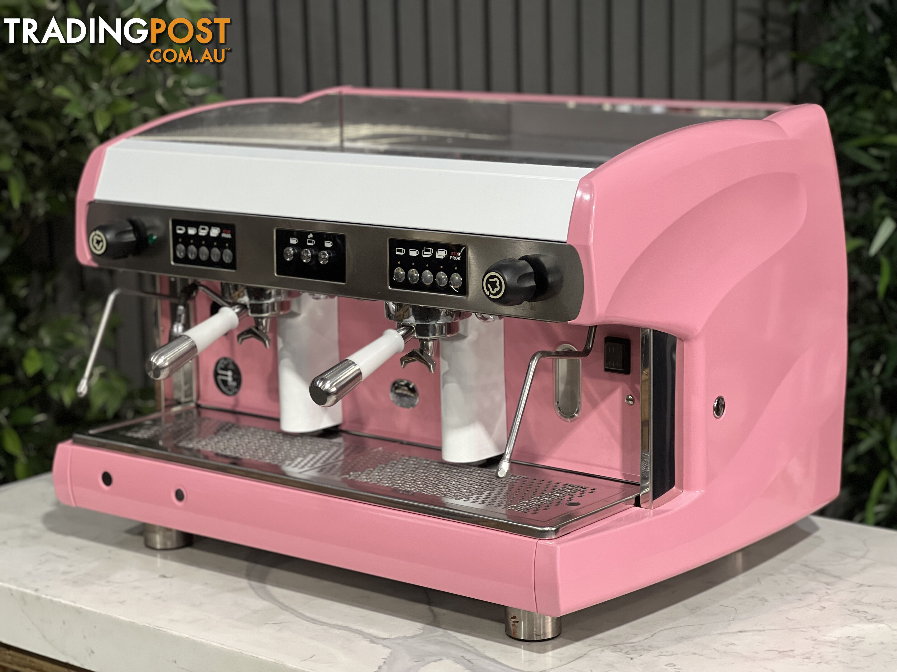 WEGA POLARIS 2 GROUP ESPRESSO COFFEE MACHINE HIGH CUP PINK & WHITE