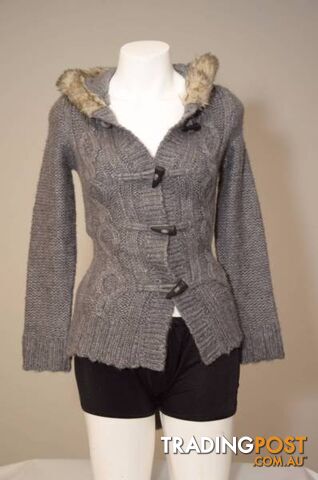 Miss Understood grey coat with fleece hoodie size 12