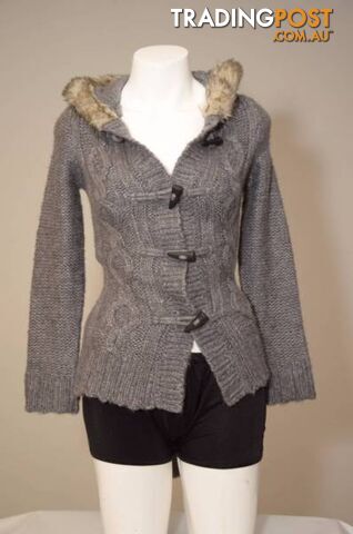 Miss Understood grey coat with fleece hoodie size 12