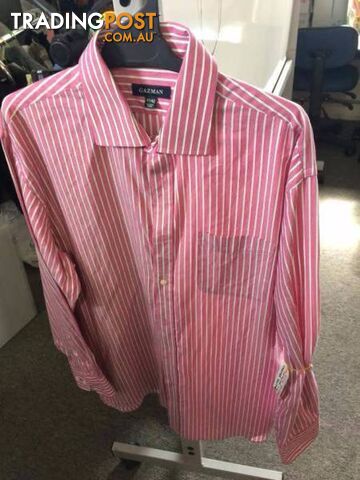 Gazman Men&#39;s Pink Striped Collared Long Sleeved Shirt