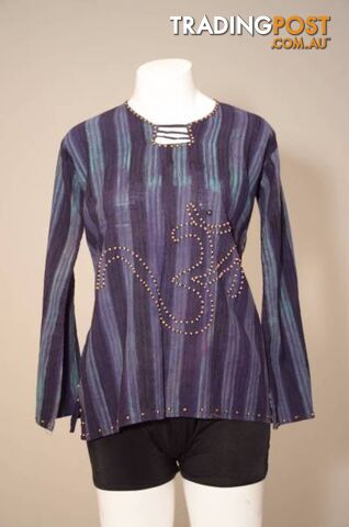 Ladies Purple/Green Beaded top- Size Small