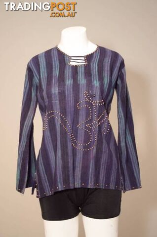 Ladies Purple/Green Beaded top- Size Small