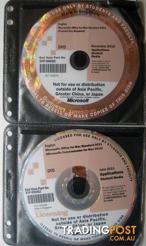 Microsoft Office for Mac Standard 2010 / 2011 DVD set with product key