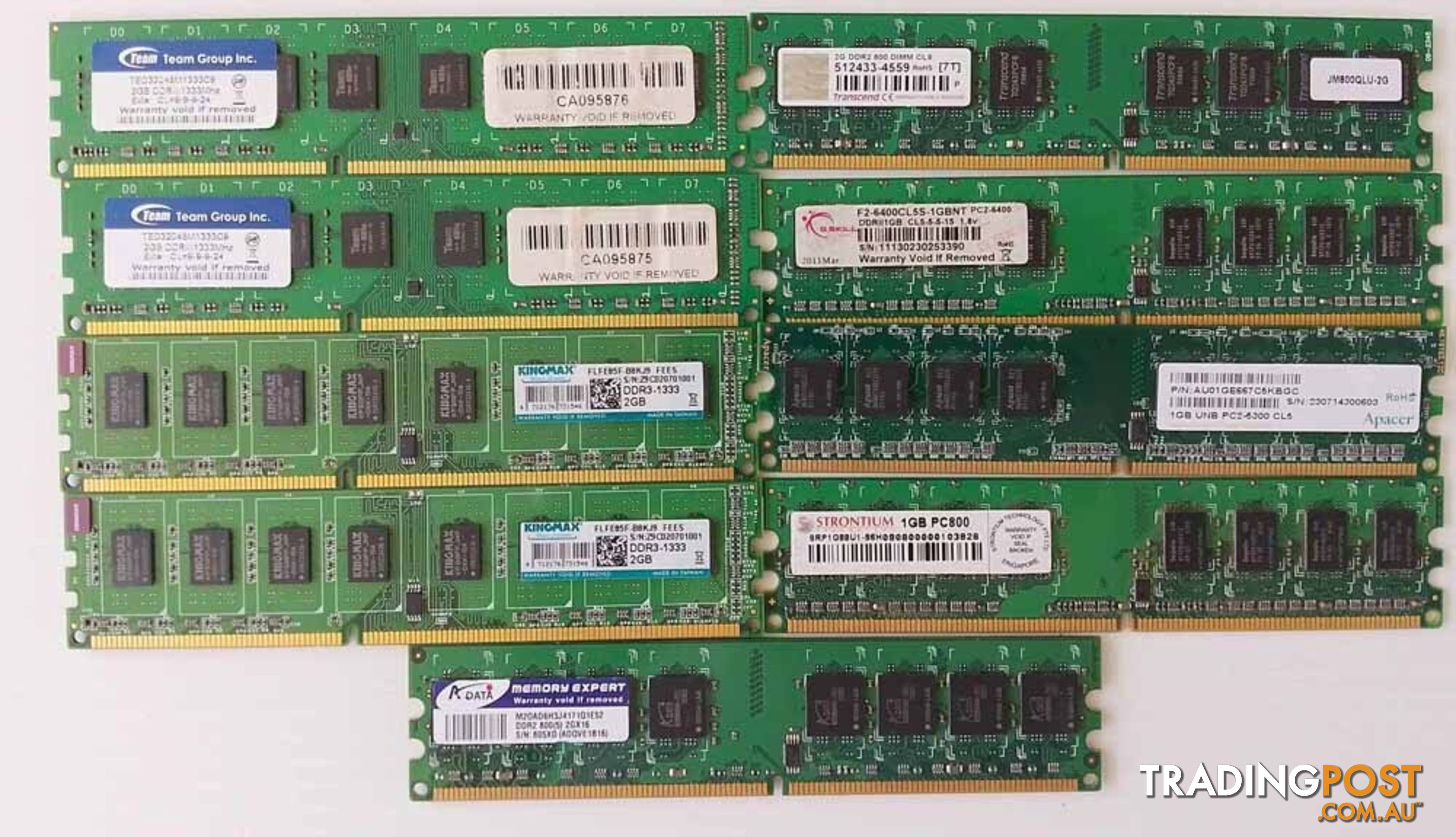 9 x DDR2 DDR3 RAM 1 GB 2 GB Apacer GSkill Strontum Transcend Kingmax Team Group