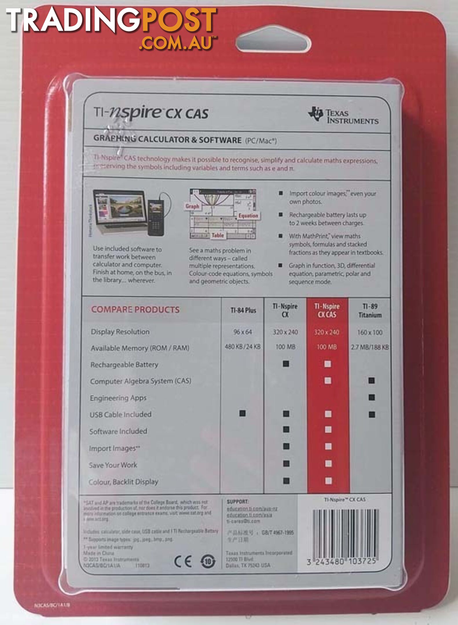 Texas Instruments TI-nspire CX CAS handheld graphing calculator BRAND NEW