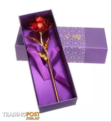 Handmade 24K Gold Plated Real Red Rose Flower Very Unique Gift