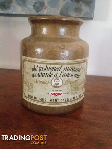 1940's Armand Bizouard Vintage French Mustard Pot Stoneware