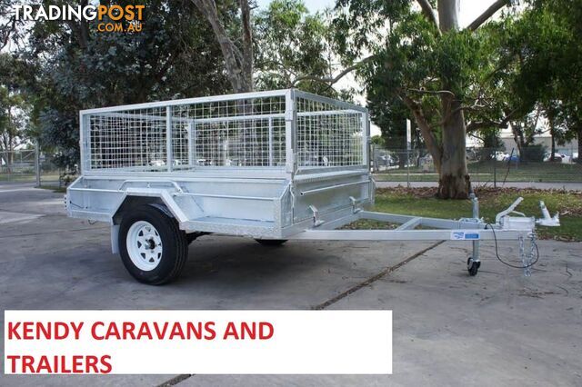 7x5 HEAVY DUTY HOT DIPPED GALVANISED SINGLE AXLE BRAKED BOX TRAILER WITH 600mm CAGE