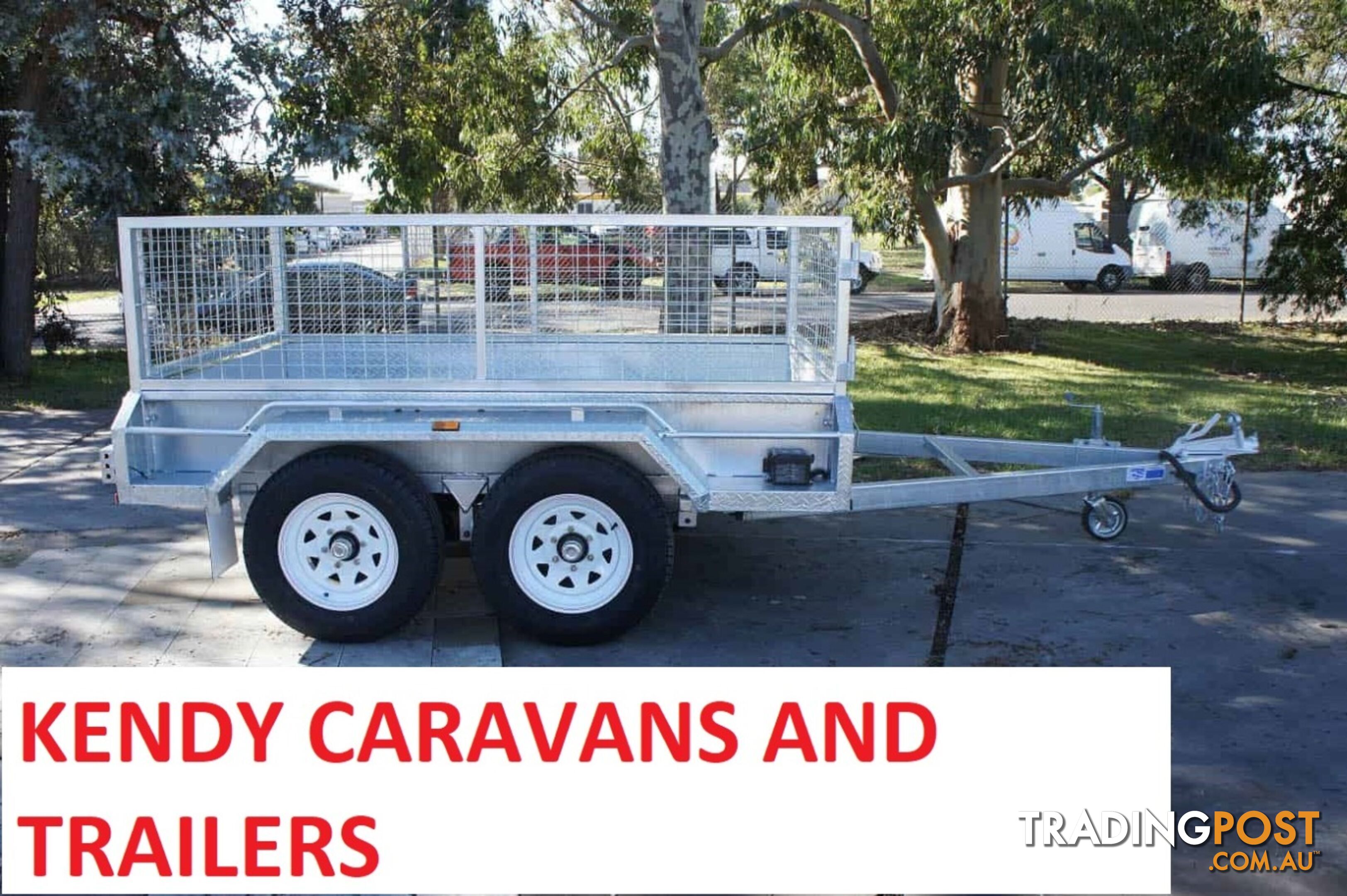 9 x 5 tandem axle (braked 3200kg) hot dipped galvanised H/duty box trailer with 600 mm cage  Feature