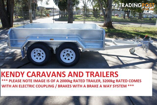 8 x 5 tandem axle (braked 3200kg) hot dipped galvanised H/duty box trailer high sided (cage not incl