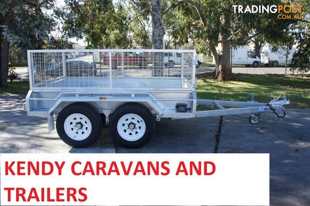 8 x 5 HEAVY DUTY HOT DIPPED GAL TANDEM AXLE BOX TRAILER WITH CAGE 3200 kg ATM