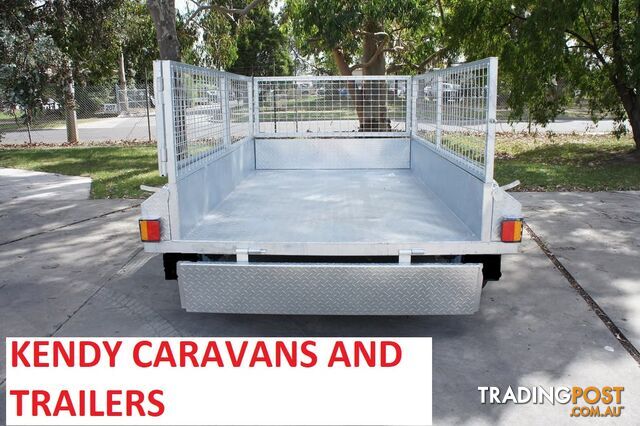 9 x 5 tandem axle (braked) hot dipped galvanised H/duty box trailer with 600 mm cage