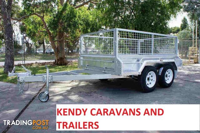 9 x 5 tandem axle (braked) hot dipped galvanised H/duty box trailer with 600 mm cage