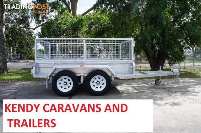 9 x 5 tandem axle (braked) hot dipped galvanised H/duty box trailer with 600 mm cage